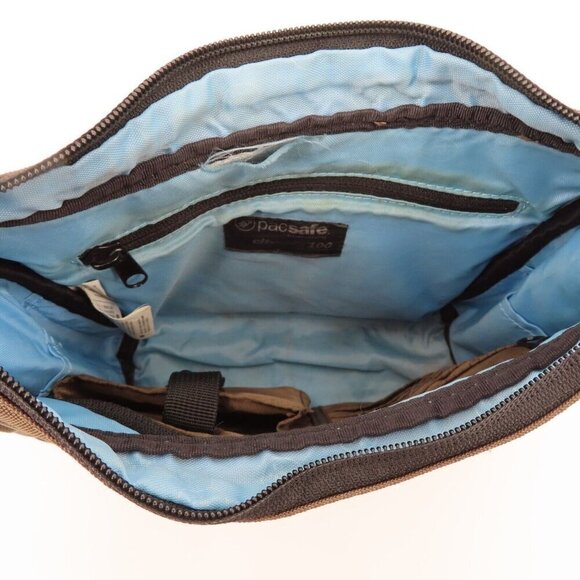 Pacsafe CitySafe 100 Brown Black Travel Security Crossbody Handbag Purse Bag - Picture 4 of 11